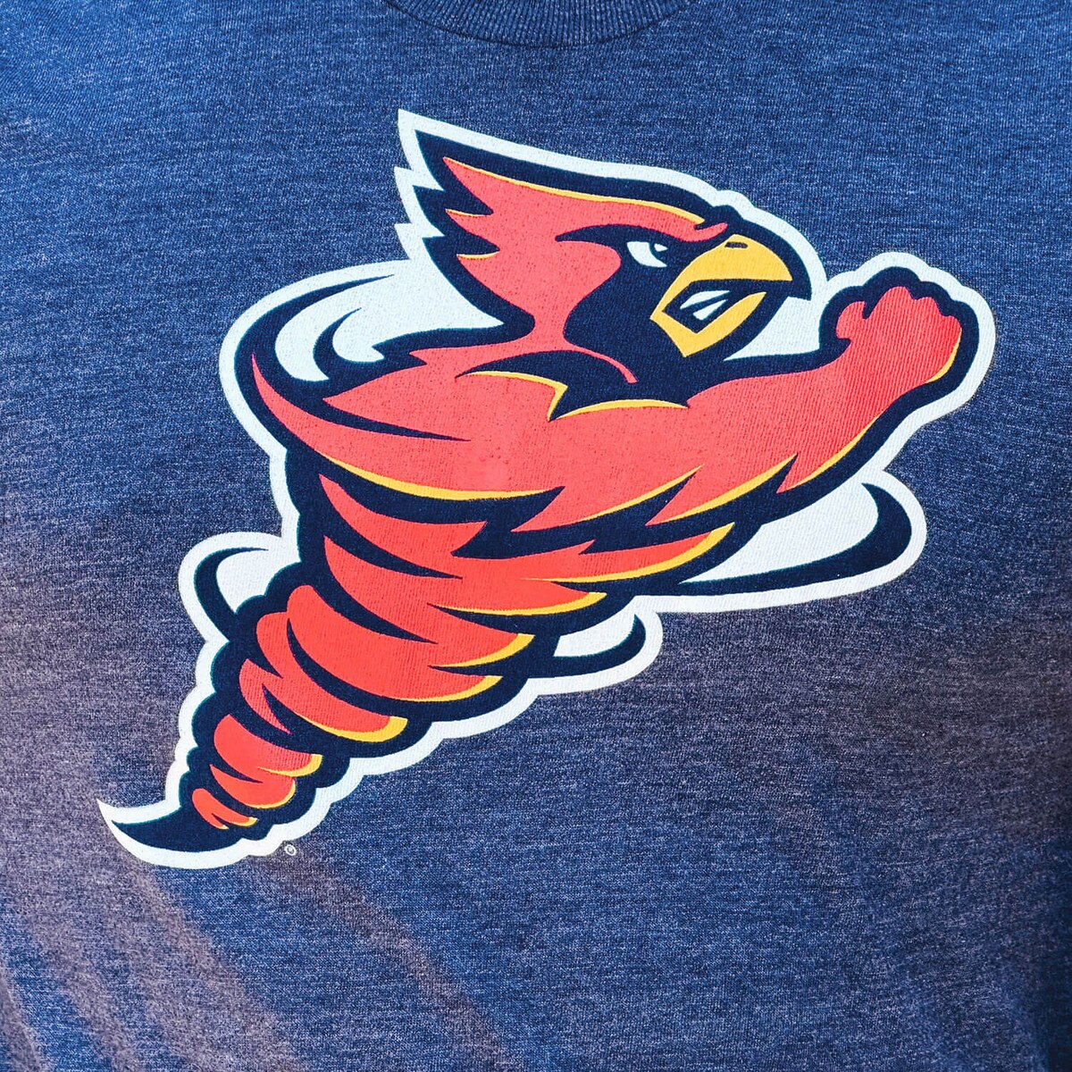 Champion Spirit Collection ISU Navy Tri-Blend Short Sleeve T-Shirt design close up